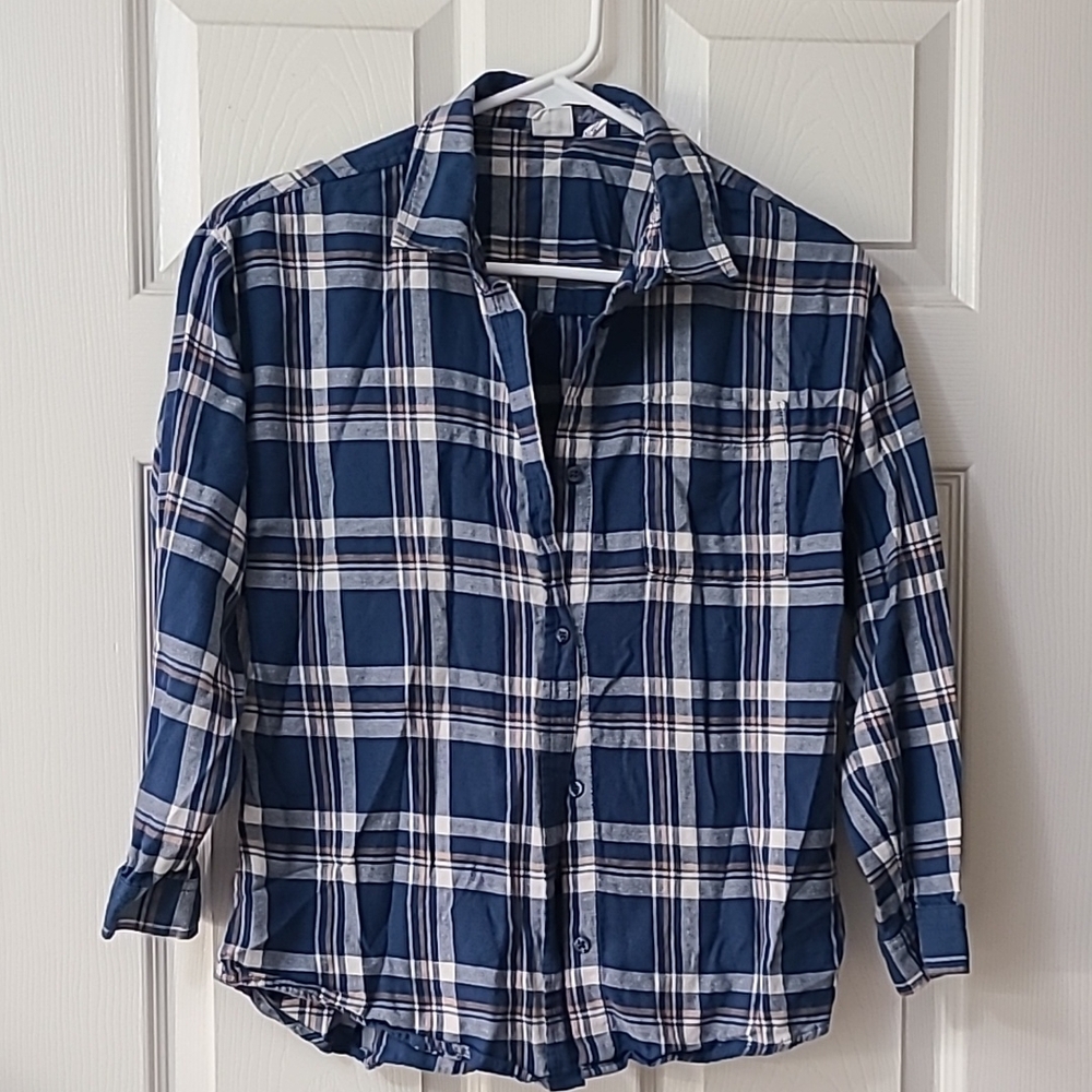 Men's Blue Plaid Shirt